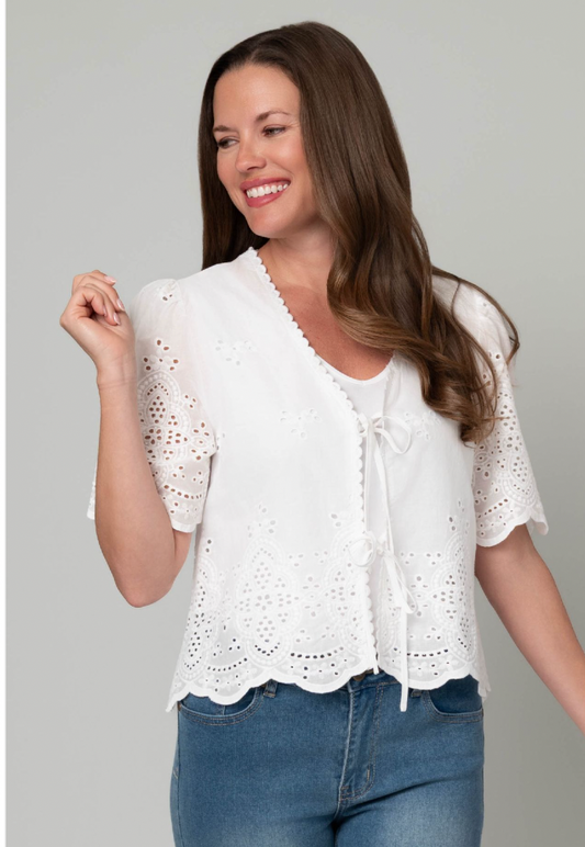 Eyelet Embroidered Tie Top