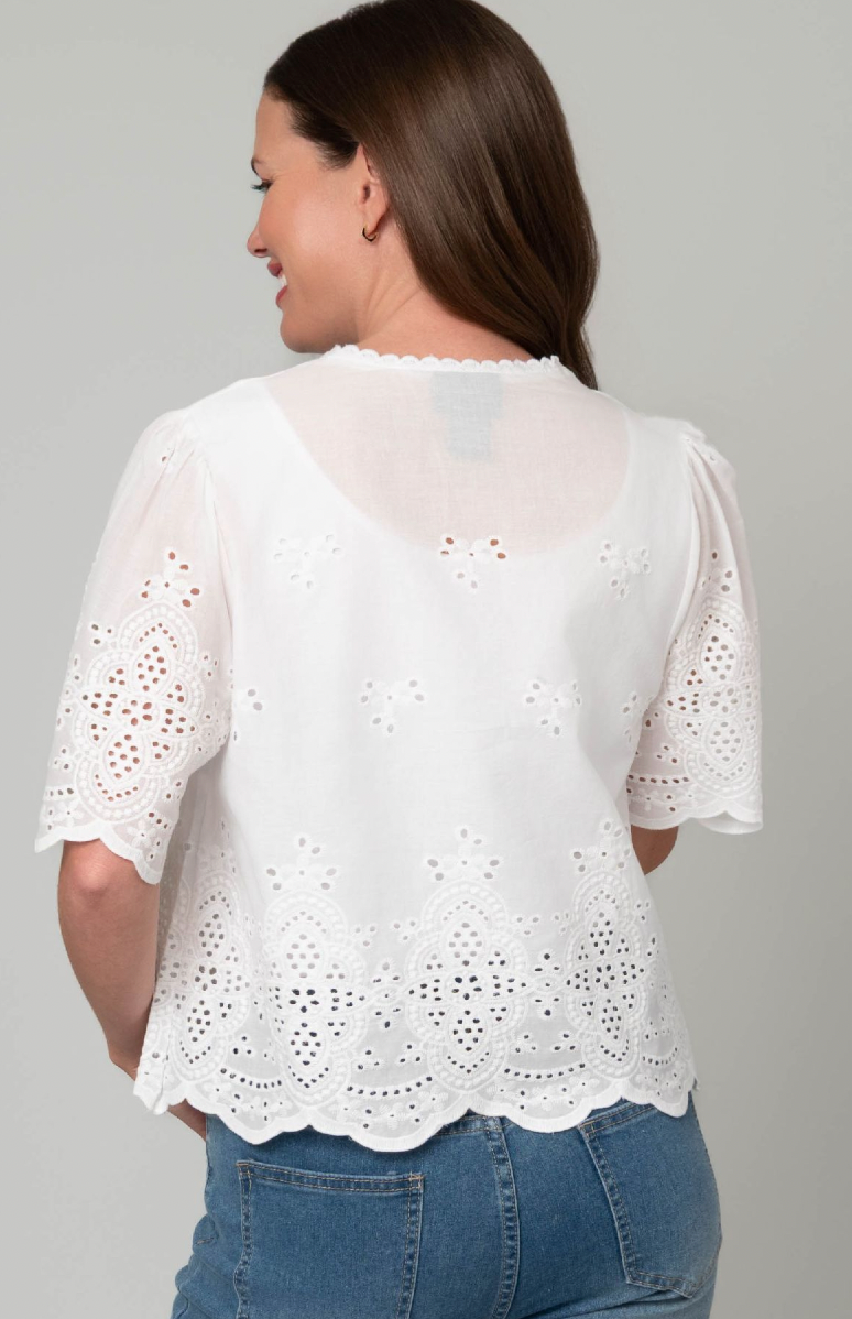 Eyelet Embroidered Tie Top