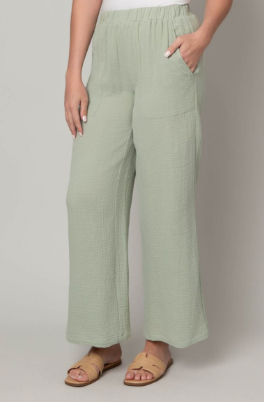 Cotton Gauze Wide Leg Pant