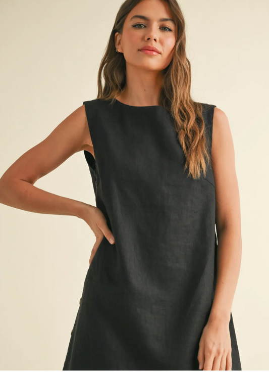 Button Detail Line Dress
