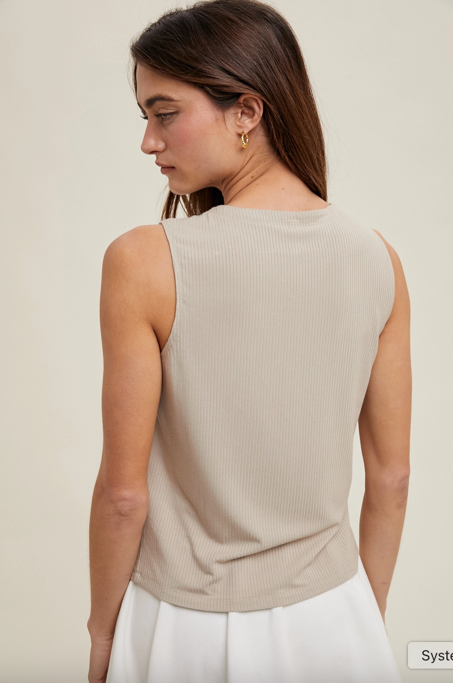 Ribbed Button Up Tank