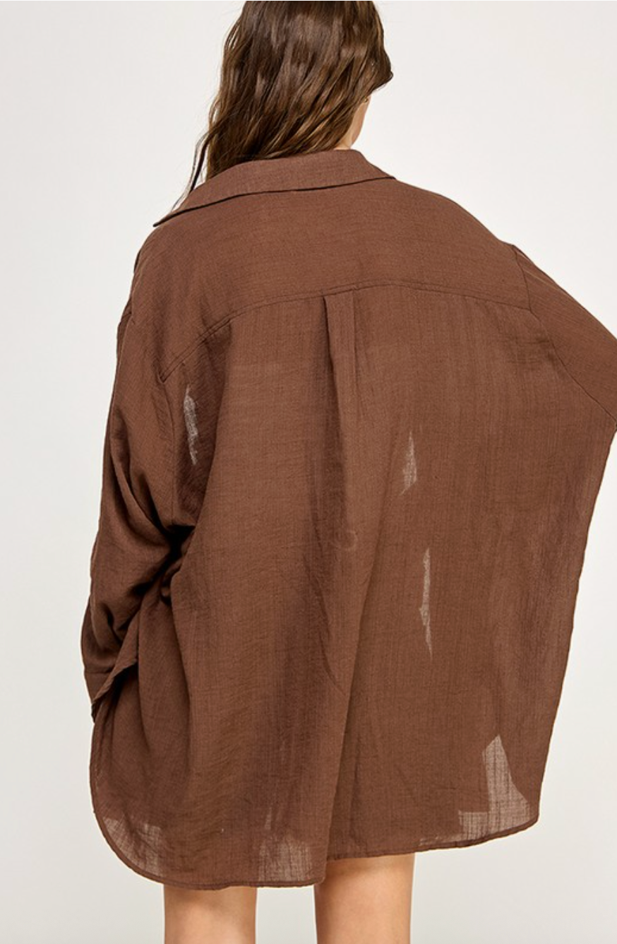 Lightweight Mocha Button Down
