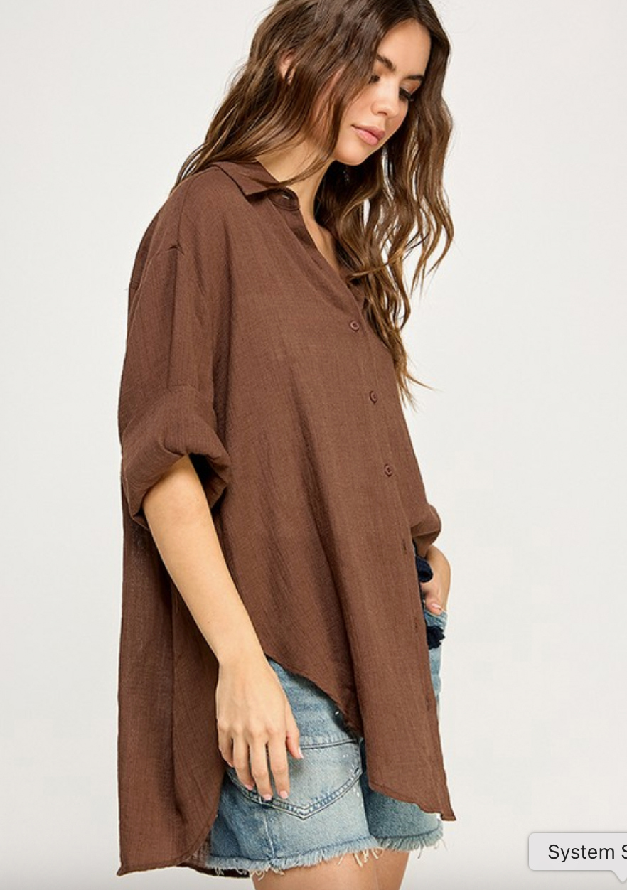 Lightweight Mocha Button Down