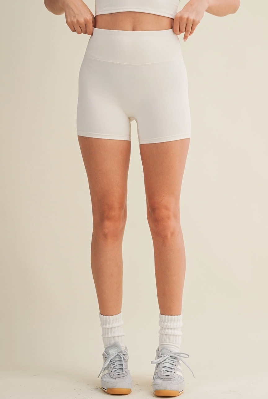 Cream Biker Shorts