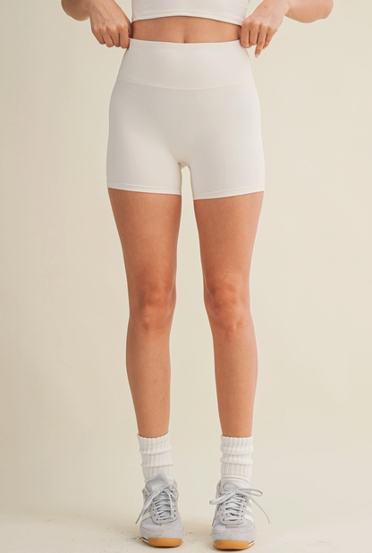 Cream Biker Shorts