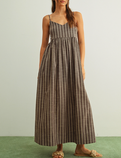 Brown Stripe Maxi Dress