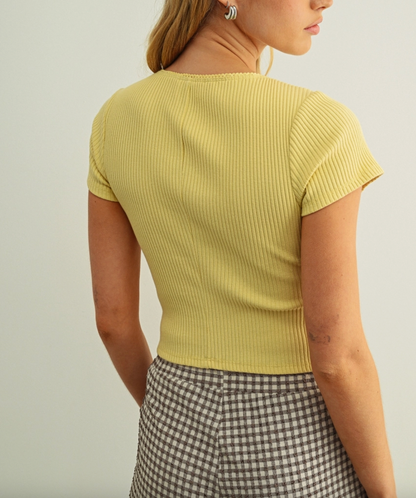 Button Front Ribbed Baby Tee