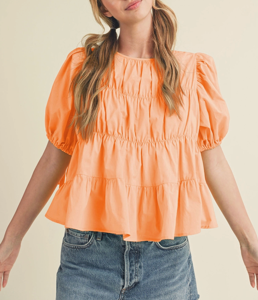 Tangerine Dreams Puff Sleeve Blouse