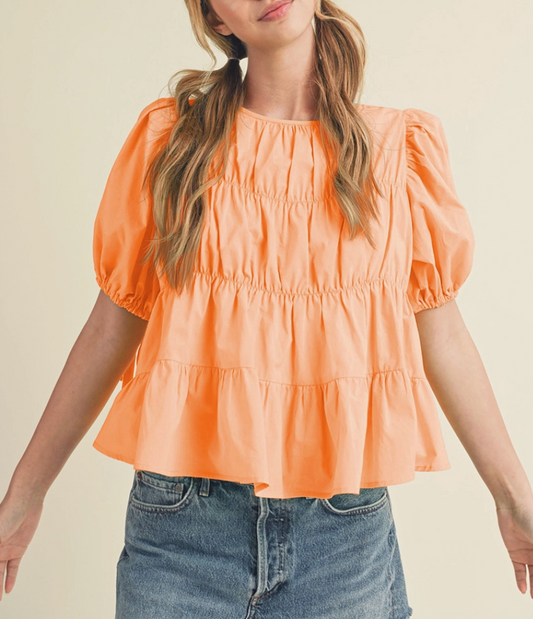 Tangerine Dreams Puff Sleeve Blouse