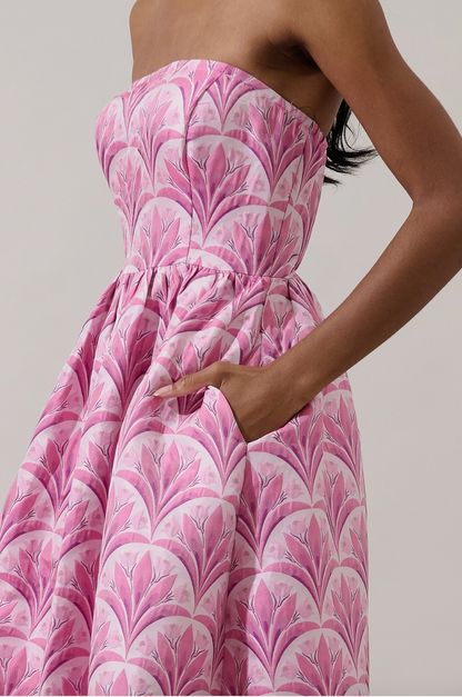 Southern Charm Jacquard Strapless Midi