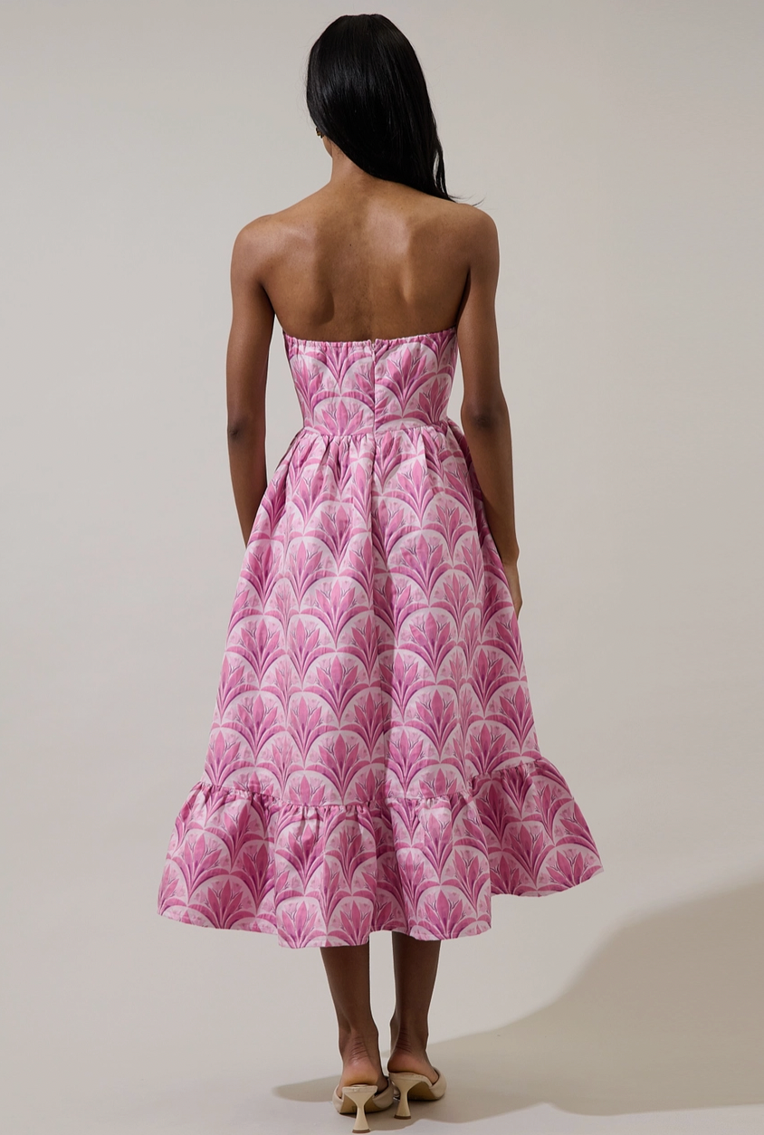 Southern Charm Jacquard Strapless Midi