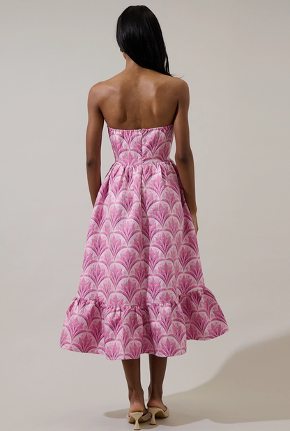 Southern Charm Jacquard Strapless Midi