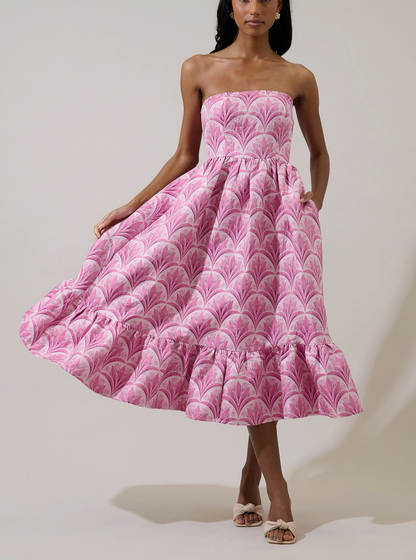 Southern Charm Jacquard Strapless Midi