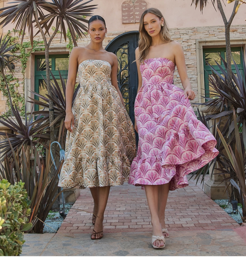 Southern Charm Jacquard Strapless Midi