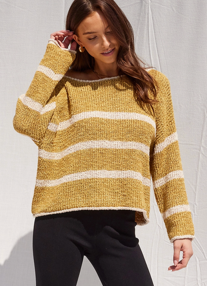 Striped Lightweight Round Neck Sweater