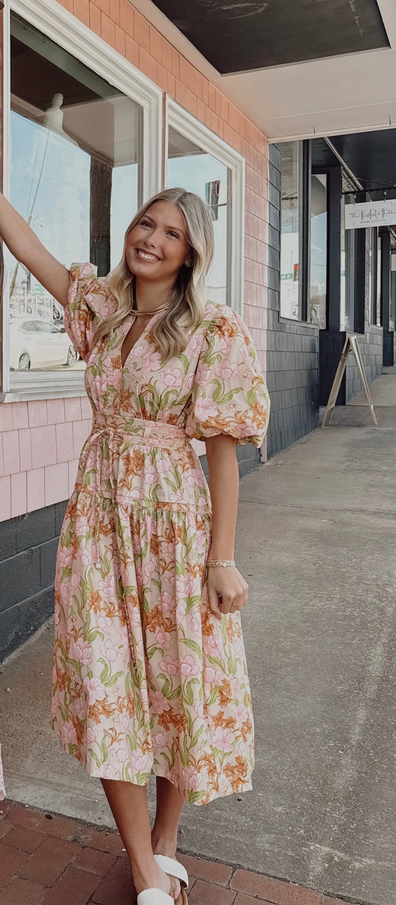 Blooming Meadows Puff Sleeve Midi Dress