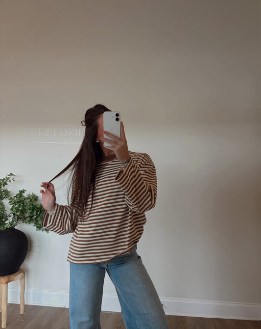 Oversized Striped Long Sleeved Everyday Top