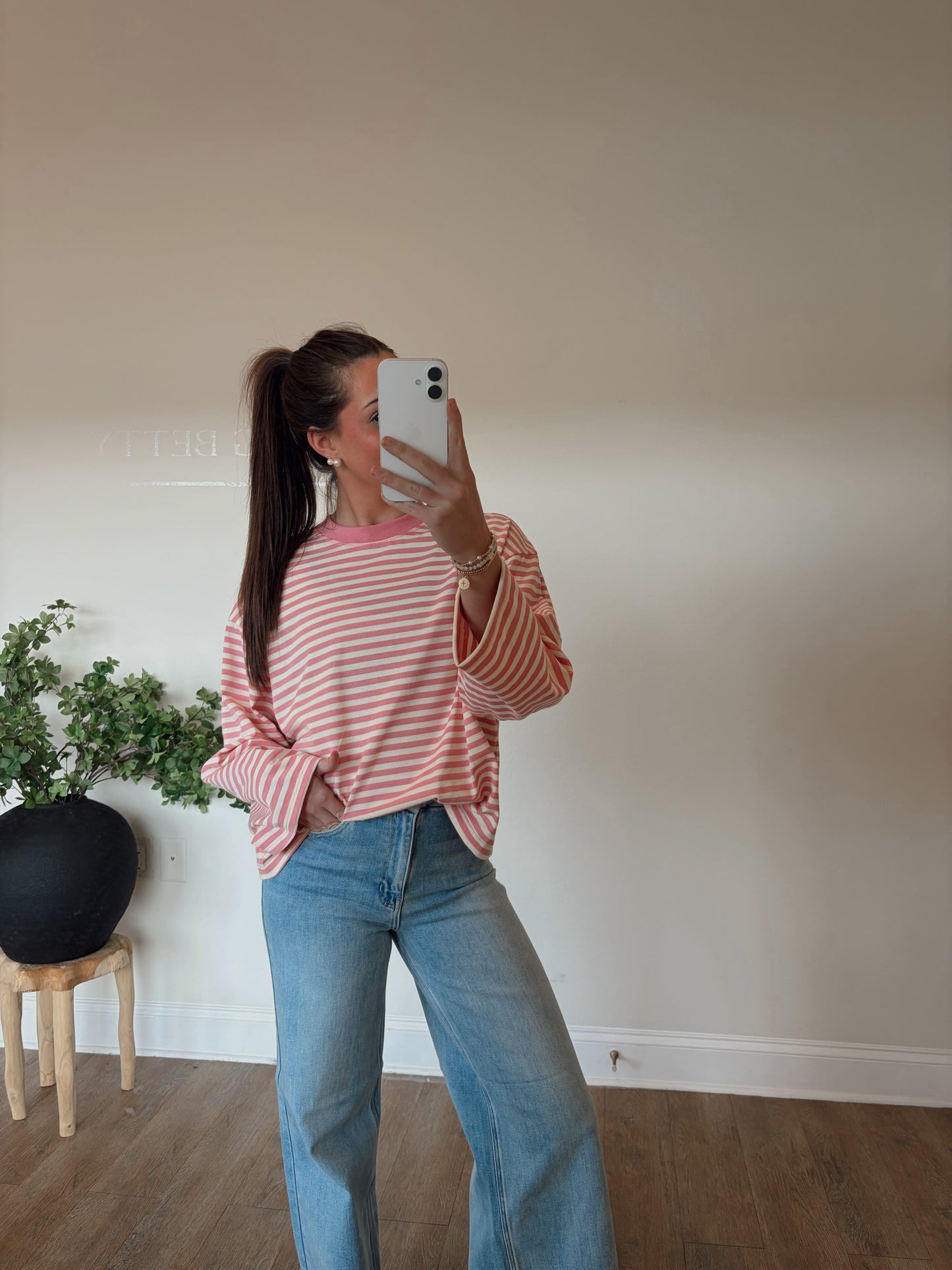 Oversized Striped Long Sleeved Everyday Top