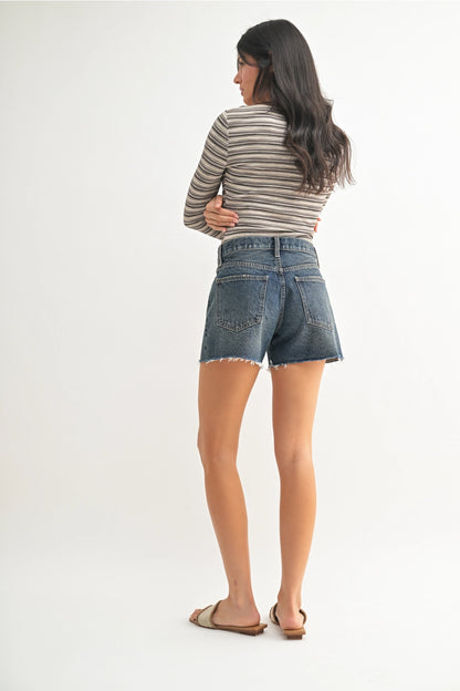 Structured Blues Denim Shorts