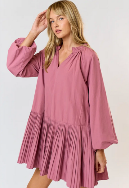 Mauve Puff Sleeve Dress