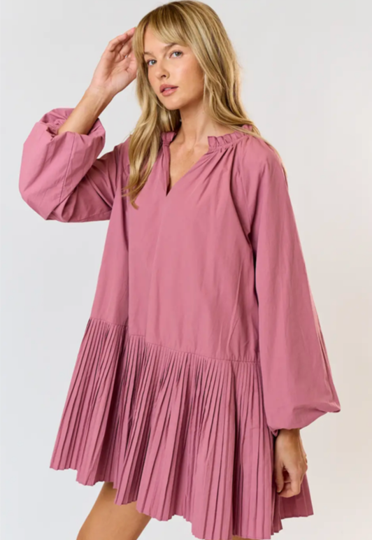 Mauve Puff Sleeve Dress