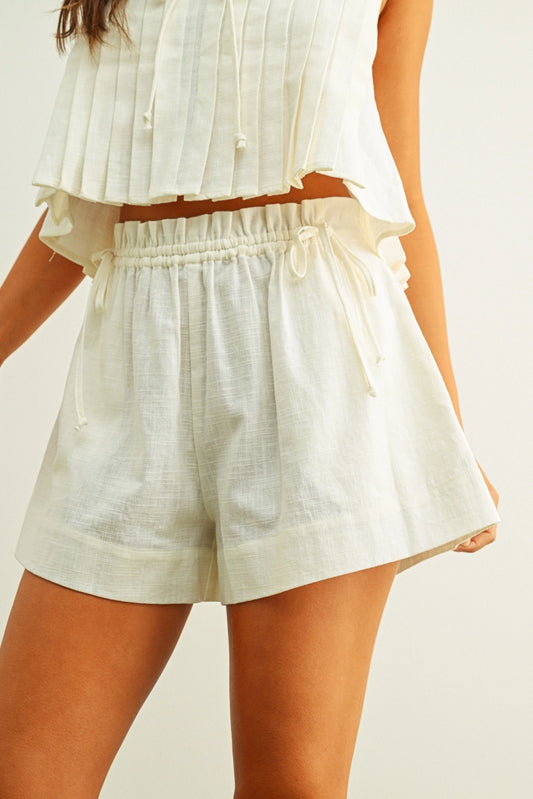 Tie Waist Linen Shorts